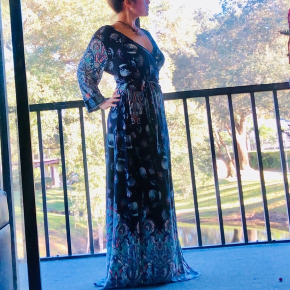 💙 Vintage Women's V Neck dress size medium - Picture 3 of 11